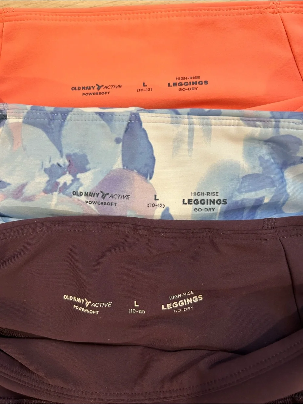 Old Navy Girls Leggings - Set of 3 - Coral, Blue Floral, Dark Purple